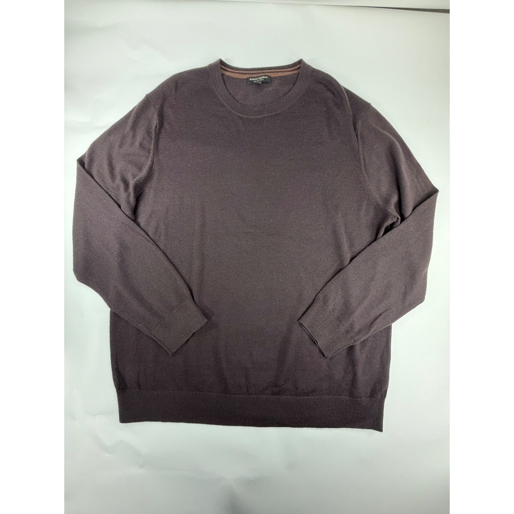 Banana Republic Mens XXL Espresso Brown 100% Merino Wool Crewneck Sweater